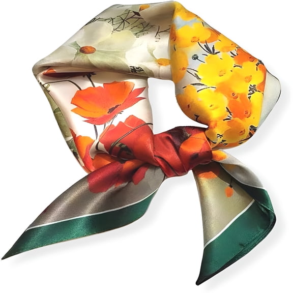 TELOLY 100% Pure Mulberry Silk Square Scarf 27"x27" Women Neckerchief Headscarf Gift Packed