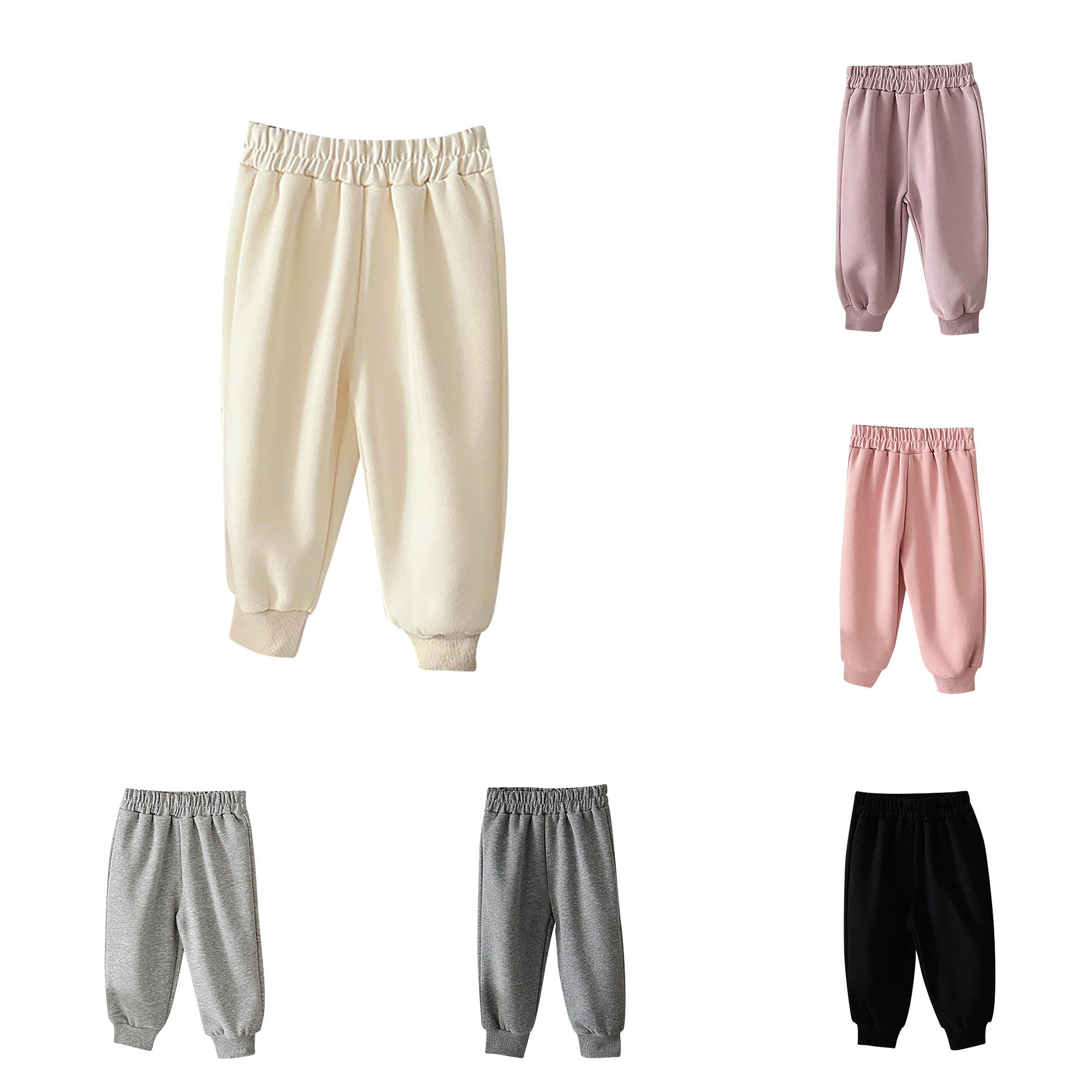 SGMVNU Boys' Sweatpants Baby Toddler Kids Soft Cotton Joggers Solid Color Trousers with Elastic Waistband, Size 12-18 Months, Beige