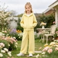thumbnail image 6 of OJSFQUFP Girls 2 Piece Tracksuit Set Zip‑Up Hoodie Jacket + Wide Leg Pants Kids Casual Sport Outfit for School, 6 of 7