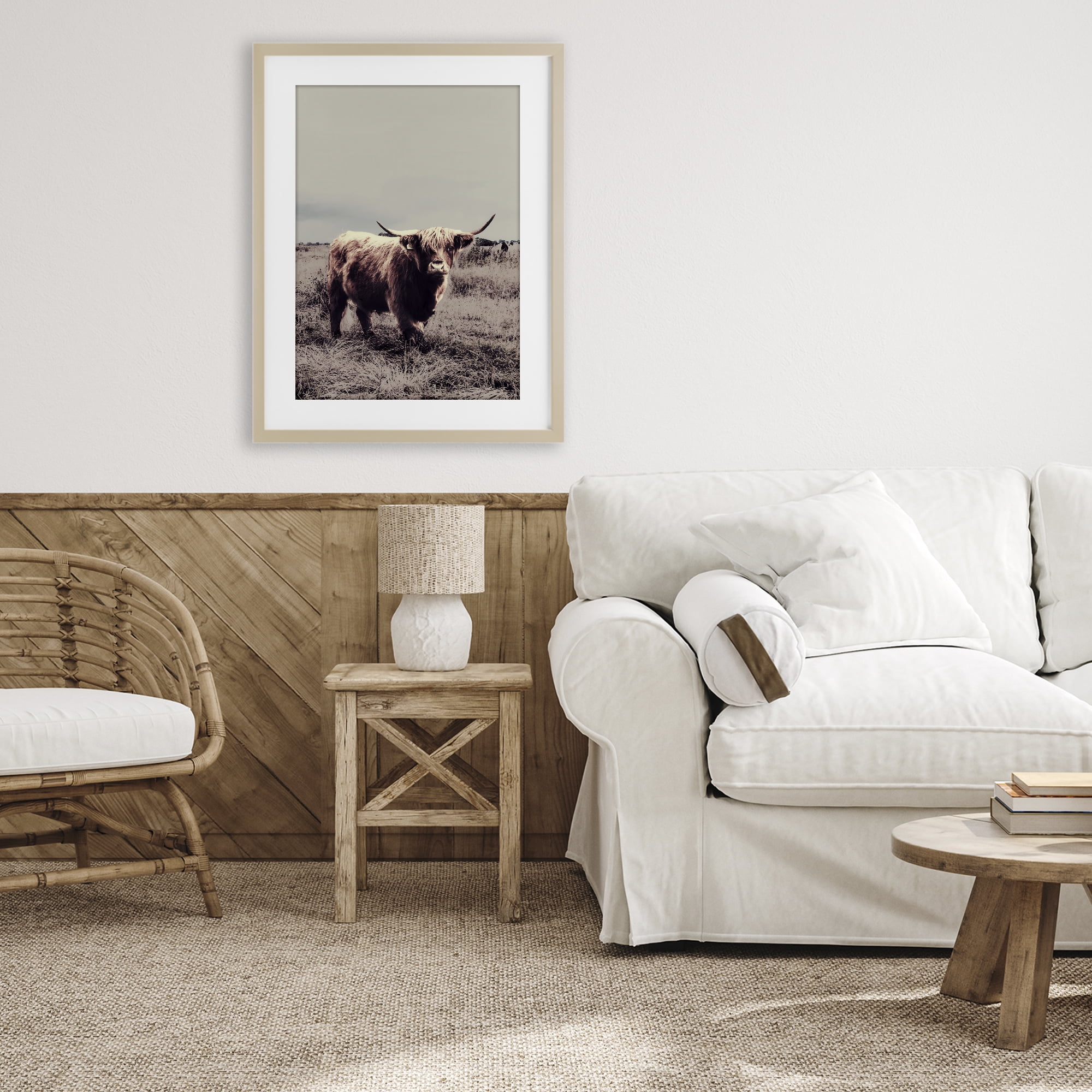 Stupell Industries Horned Cattle in Pasture Birch Framed Print Under Glass, design by SD Graphics Studio