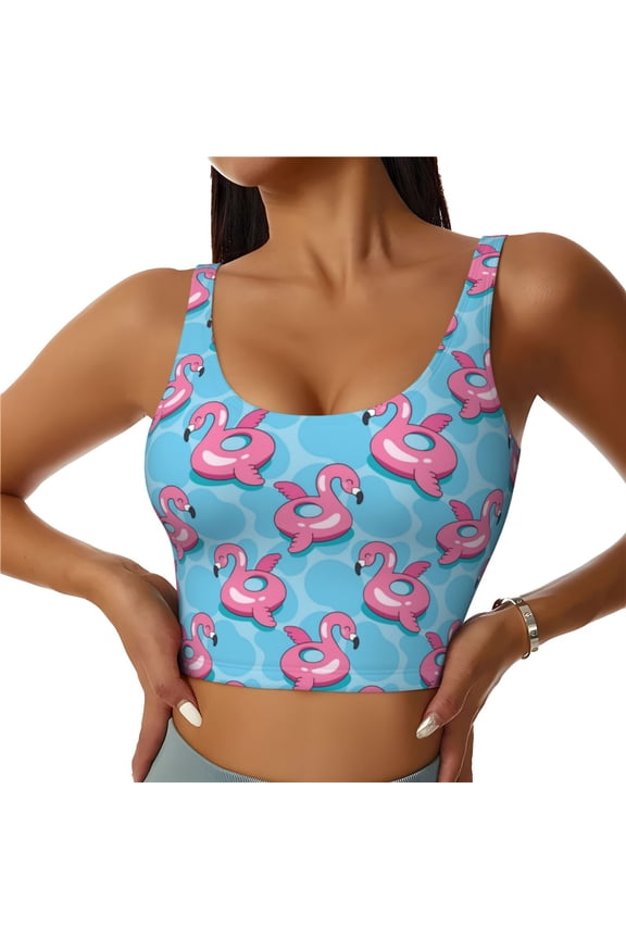 Sports Bras for Women High Support -Pinkinflatable Bird Circle Soft Athletic Crop Workout Tank Top for Women