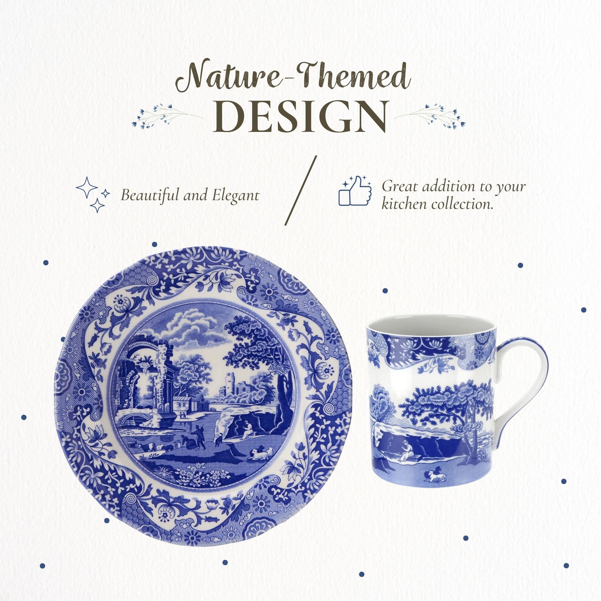 Portmeirion Blue Italian 12-Piece Ceramic Tableware Set with