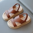 thumbnail image 4 of LIUJUNSHOP Girls Summer Sandals Casual Beach Footwear For Toddlers And Kids With Flexible Sole Design Brown 5-5.5Years, 4 of 4
