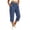 *Navy, variant on VBVC Women's Cotton Linen Elastic Waist Capri Pants , Summer Wide Leg Cropped Pants For Women,Ladies' Lightweight Trousers with Pockets,Beige,S-3XL