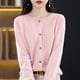 thumbnail image 4 of Suéter tipo cárdigan de cuello redondo de lana para mujer, nueva moda de primavera y otoño, 24 prendas de vestir con agujas de osmanto para mujer, top coreano de punto Grace, 4 of 5