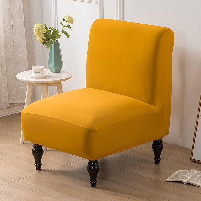 Funda de silla gruesa, paquete de medio, funda de silla elástica, funda de sofá de una pieza, sin apoyabrazos, de seda color leche y color liso