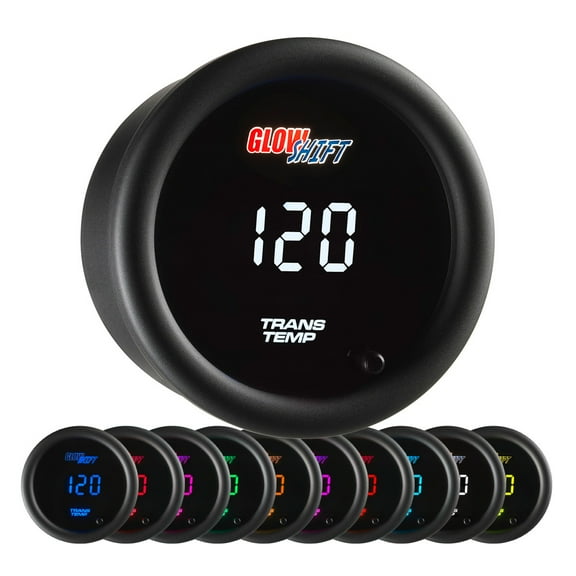 GlowShift | 2-1/16" (52mm) 10 Color Digital Series Transmission Temperature Gauge for Cars and Trucks