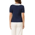 thumbnail image 3 of Allegra K Women's Ruffle Tie V Neck Button Down Polka Dots Blouse Shirts, 3 of 5
