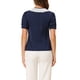 thumbnail image 3 of Blusa de lunares con volantes y lazo en el cuello en V, botones, para mujer, color azul oscuro, talla S, 3 of 5