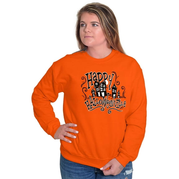 Happy Halloween Ville Haunted Houses Women Plus Size Sweatshirt Brisco Brands 2X