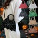 thumbnail image 1 of Bolsa bandolera Halloween Bats | Bolso de hombro con cadena de cuero sintético | Café, Caqui, Tinto, Verde, Negro, Blanco | 10x5,3x2,7 pulgadas | Organizador impermeable, resistente a arañazos y, 1 of 6