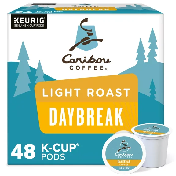 Caribou Coffee Daybreak Morning Blend, 48 K-Cups, Light Roast