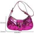 thumbnail image 5 of Bolso de hombro para mujer, estilo punk, con remaches, de piel sintética, con forma de media luna, estilo Y2k, para debajo del brazo, para motocicleta, color rosa y rojo, 5 of 5