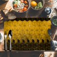 thumbnail image 6 of Abstract Watercolor Placemat of 1 PC, Geometric Cube Pattern Table Mats Washable Heat-Resistant Non-Slip Place Mats for Kitchen Dinner Table Indoor Outdoor Decor,13x19 Inch Yellow, 6 of 9