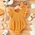 thumbnail image 2 of Glisme Onesies 0-3 Months Sleeveless Solid Color Romper Round Neck Jumpsuit Simple Daily Wear Coffee, 2 of 9