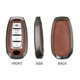 thumbnail image 4 of Car Key Cover Fit for Infiniti 2023 2024 Metal Key Skin Leather Key Protector for Q50 Q50L Q60 QX50 QX55 QX60 2018-up Key Fob,Smart Remote Key Fob Case Holder, 4 of 9