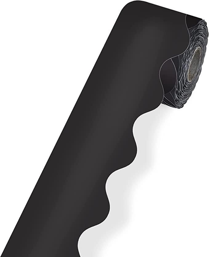 Carson Dellosa Black Bulletin Board Borders, 65 Feet of Scalloped Black Classroom Borders for