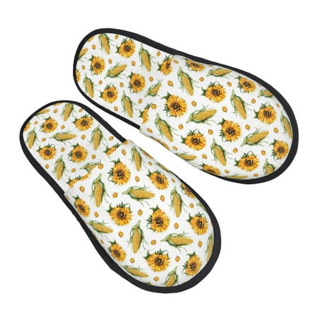 

Bingfone Corn Sunflowers House Slippers for Women Men with Soft Rubber Sole Slip On for Indoor/Outdoor-Medium