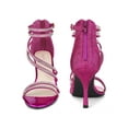 thumbnail image 2 of BLISSFUL STEP Ankle Strap Glitter Rhines Stiletto Heels Sandals for Women Fuchsia 10, 2 of 6