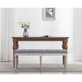 thumbnail image 4 of Guyou Linen Entryway Bench, 18.5"H Bedroom End of Bed Bench with Upholstery Button Tufting, Three-person Piano Bench with Rubber Wood Legs for Living Room Dining Room Hallway, Grey, 4 of 13