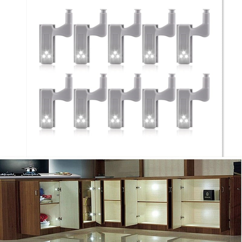 10pcs Cabinet Closet Wardrobe Door Inner Hinge LED Sensor Light For Kitchen 