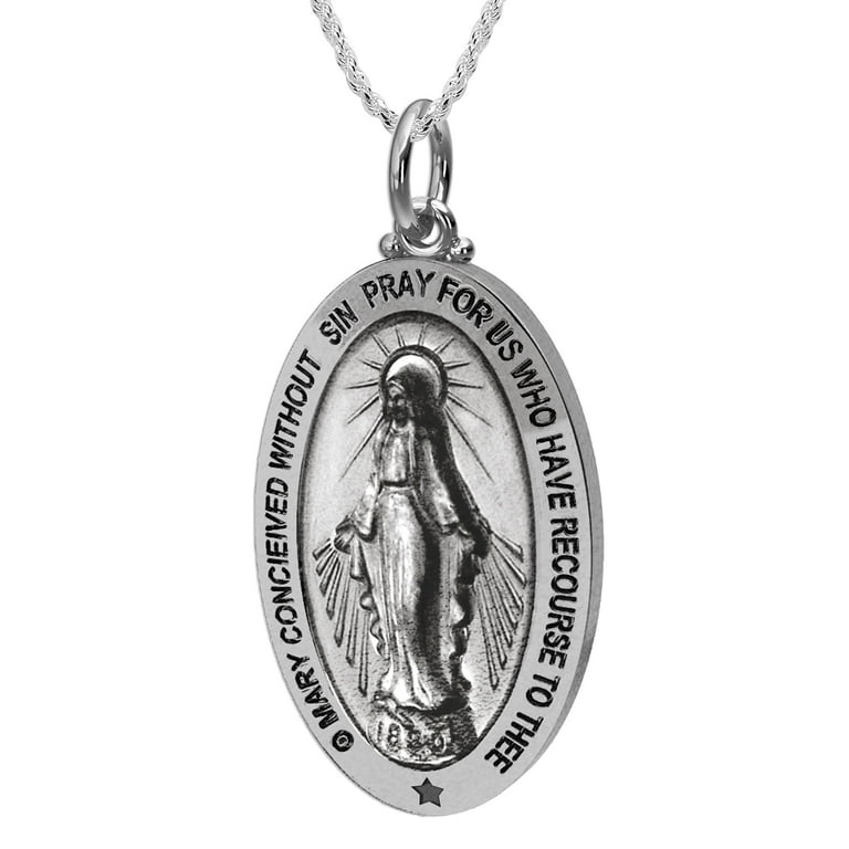 US Jewels Ladies Antique 925 Sterling Silver Large Miraculous