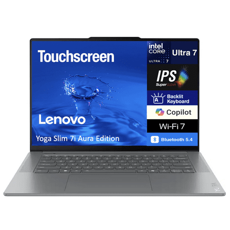 Lenovo Yoga Slim 7i Aura Edition Copilot + Laptop 15.3in IPS 2.8K Touchscreen (Intel Ultra 7-258V, 32GB LPDDR5X, 1TB M.2 PCIe SSD, Intel Arc 140V, Bluetooth 5.4, Webcam, Backlit KB, Win 11 Pro)