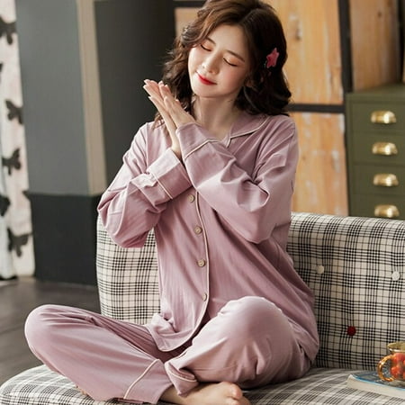 

CoCopeaunt 100% Cotton Pajama for Women Winter Soild Pink Pijamas Feminino Invierno Warm Sleepwear Fashion Pure Cotton Pyjama Femme