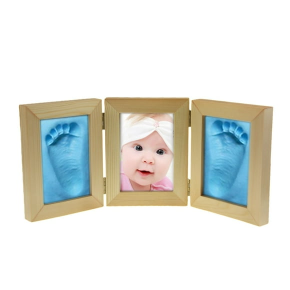 FFIY Quality Wood Photo Frames Safe Clay Babyprint Casting Kit for Baby Boy Girl Handprint Footprint Keepsake Desk Picture Frame Newborn Baby First Year Hand Foot Prints Photo Frame Gift for Registry
