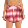 thumbnail image 4 of Lsque Red Checkboard Printed Women's Running Shorts with Liner Pockets,Elastic Quick Dry Workout Athletic Gym Yoga Shorts,Womens High Waist Shorts-XX-Large, 4 of 9