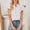 #235-White, variant on Ounisa Womens Dressy Chiffon Blouses Summer Puff Petal Short Sleeve Shirts V Neck Casual Work Bows Printed Tops