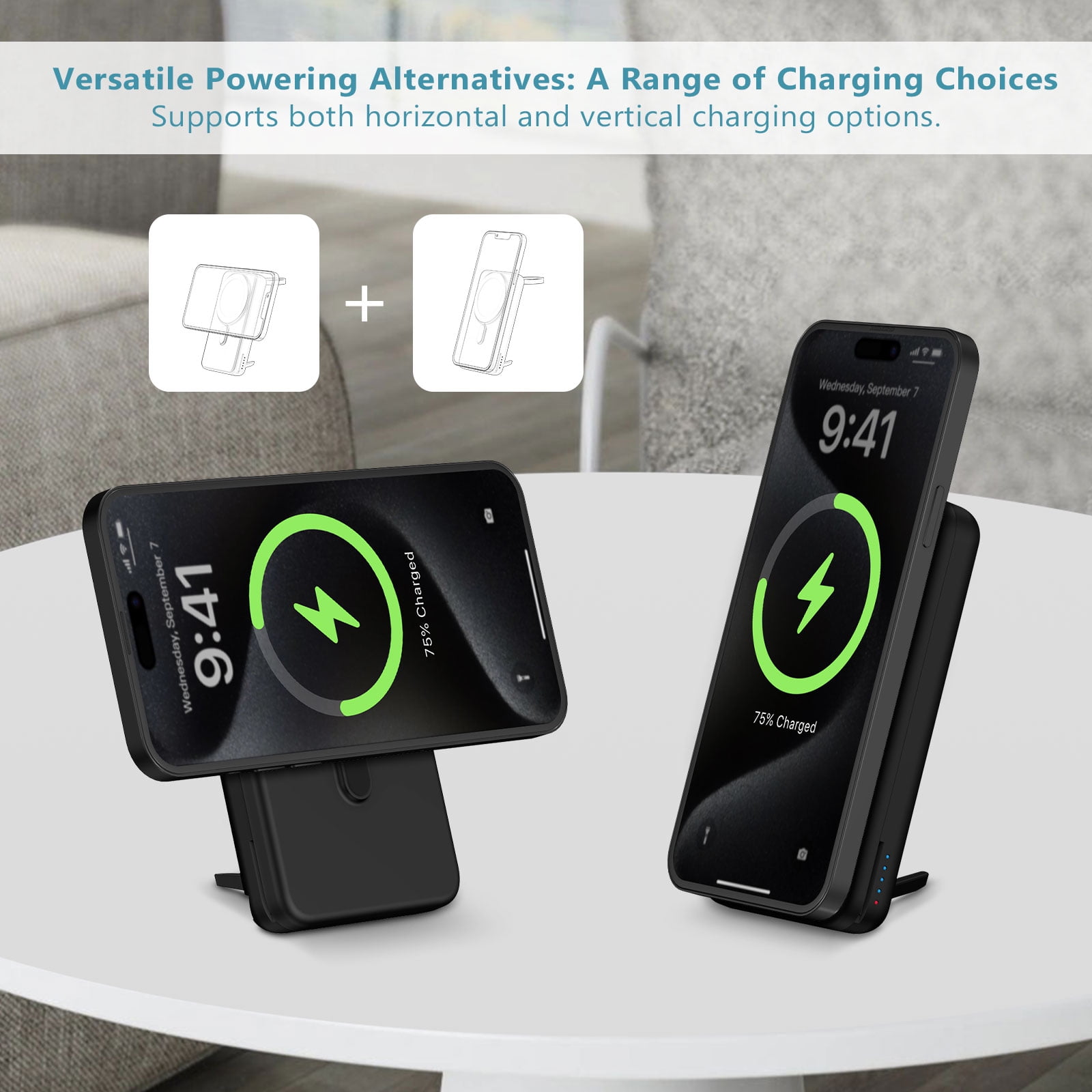 Smtcsl 10000mAh Portable MagSafe Power Bank for iPhone 16/15/14/13/12 & Apple Watch