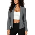 thumbnail image 3 of Womens Blazers Dressy Notch Lapel Open Front Suit Jackets Business Casual Long Sleeve Solid Blazer Jacket Gray M, 3 of 8
