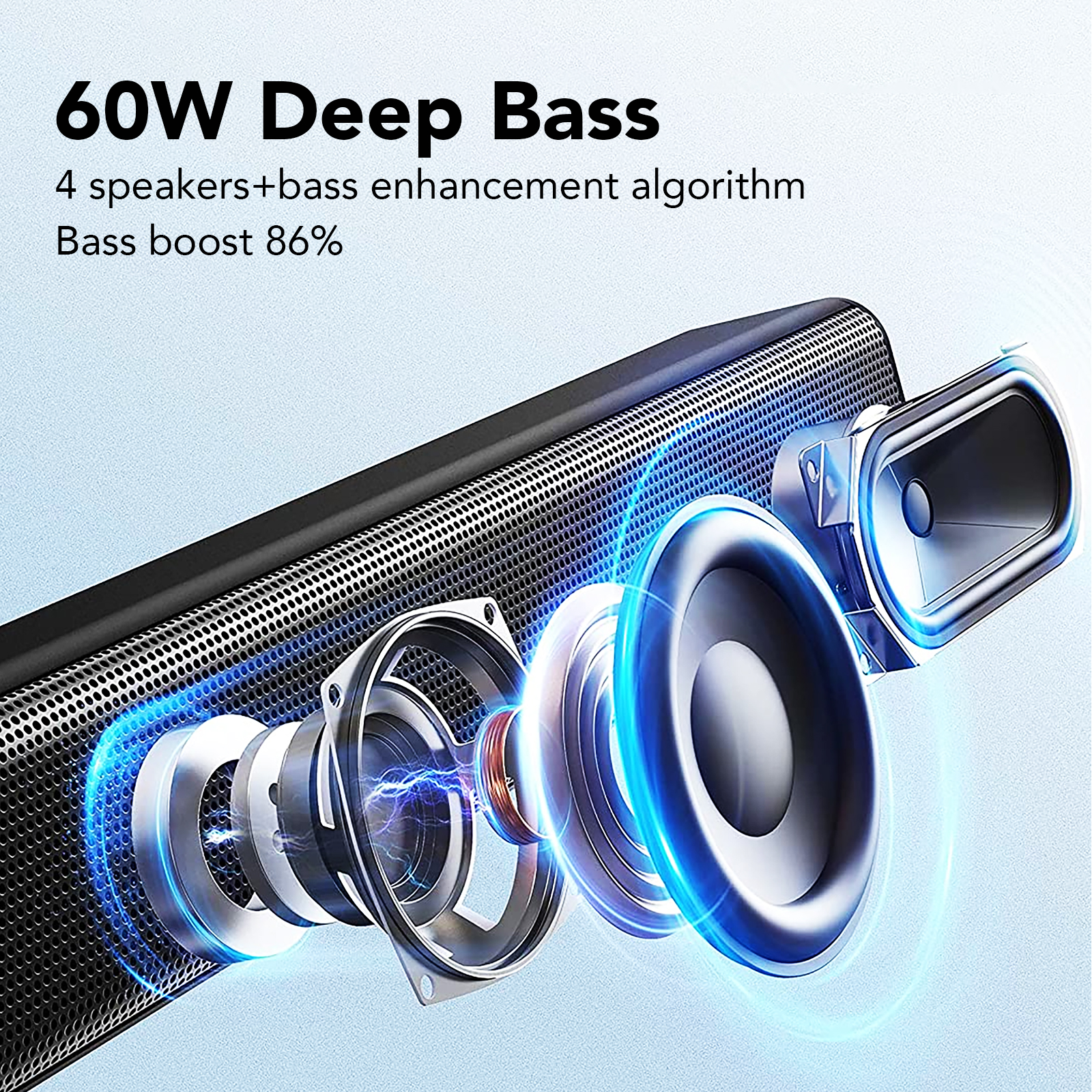 CASCHO 60W 2.1 Channel Sound Bar with Subwoofer Boost photo 7