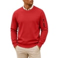 thumbnail image 3 of Comfort Colors Sweatshirt Nelozsy Men's Solid Color Long Sleeve Round Neck Hoodless Sweatshirts Red M, 3 of 9