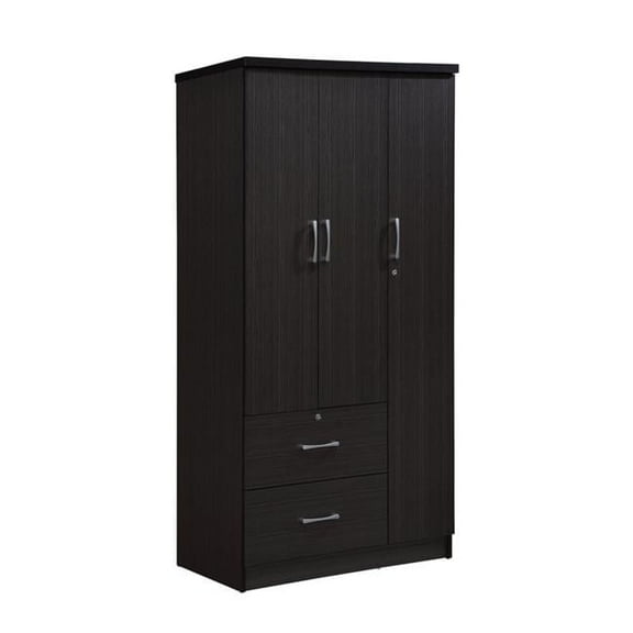 72 x 21 x 36 in. 3-Door Armoire with 2-Drawers & 3-Shelves, Chocolate