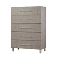 thumbnail image 3 of Benjara BM273045 54 in. Ann Wood 5 Drawer Tall Chest Dresser with Clear Handles, Gray, 3 of 5