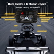 Wisairt 24V 10Ah Kids Electric Go Kart Drift Car, 360° Drift Ride on Toy with 800W Motors, 7.5 MPH, Adjustable Length, LED Lights, Drift Racing Kart for Big Kids 6-12 Years Old, 135 LBS, White
