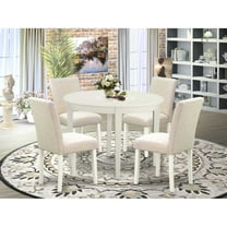 East West Furniture Dining Room Set Linen White, BOAB5-LWH-02