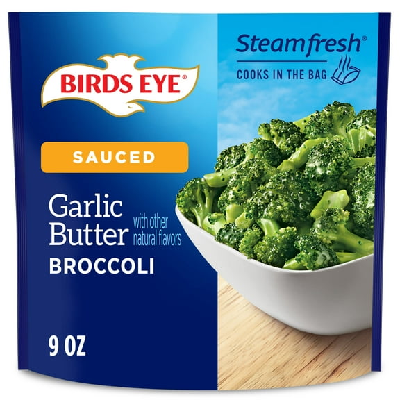 Birds Eye Steamfresh Garlic Butter Broccoli, Frozen Vegetables, 9 oz. Bag