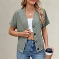 thumbnail image 2 of MSJUHEG Cardigan Sweaters for Women Short Sleeve Shirts Button Down Cardigan Sweaters Lightweight Cardigans Open Front Tops Oversized Round Neck Coat Outerwear Green 2xl, 2 of 4