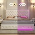 thumbnail image 6 of SIBEDS LED Bed Frame with 2 Storage Drawers Pockets and Soft Velvet Cream Tufted Headboard, Queen, 6 of 9
