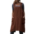 thumbnail image 2 of 2026 Cotton Linen Apron Cross Back Apron for Women with Big Pockets Square Pinafore Dress for Baking Cooking,Khaki XL, 2 of 7