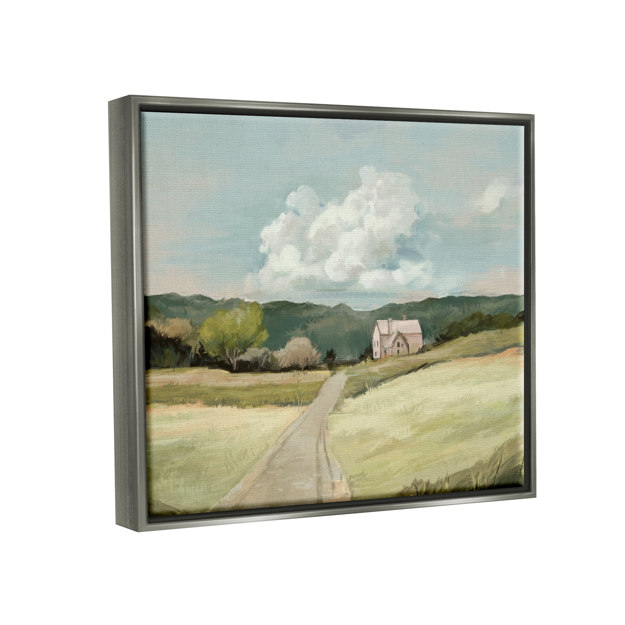 Stupell Industries Road Leading Home Countryside Mountain Landscape Luster Gray Framed Floating Canvas Wall Art, 16x20, by Ziwei Li