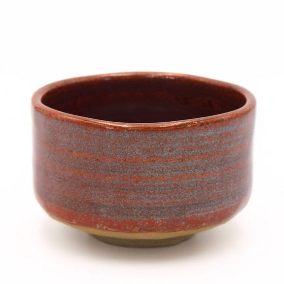 Ceramic Matcha Bowl 400ml 13.6 oz, Brush Stroke Pattern, Red