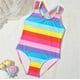thumbnail image 2 of Odeerbi 4-8 Años Traje de Baño de Una Pieza Para Niñas Traje de Baño de Rayas de Verano Traje de Baño Hawaiano Cómodo Traje de Surf de Colores, 2 of 7