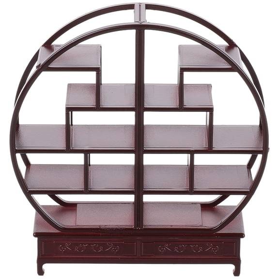 Raindrops Brown Miniature Display Shelf Chinese Style Decorative Furniture for Collectibles and Small Items