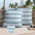 thumbnail image 3 of Blue Striped Outdoor Pillow Covers 20x20 Set of 2, Waterproof Patio Throw Pillowcase Protectors, Rustic Farmhouse Stripes Square Decorative Pillow Shams Cushion Covers for Seat Bed Couch Sofa, 3 of 8