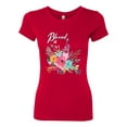 thumbnail image 2 of Wild Bobby, Cute Hearts and Flowers Blessed, Inspirational/Christian, Women Slim Fit Junior Tee, Red, Small, 2 of 3