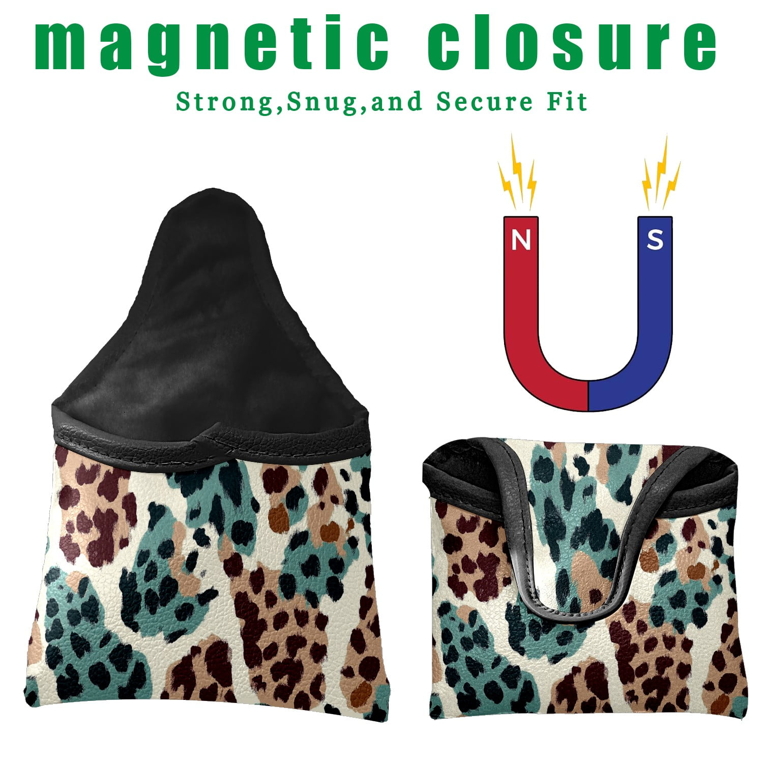 Golf Mallet Putter Cover Premium Leather Golf Putter Head Cover with Magnetic Closure Golf Cover for Men and Women Leopard Print